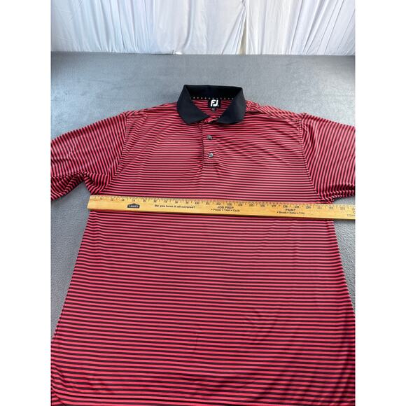 FootJoy FJ Mens Size‎ Large Red Black Striped Stretch Golf Polo Shirt - Picture 5 of 9